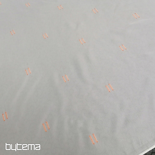Cortina de voile color crema claro con líneas cosidas en terracota