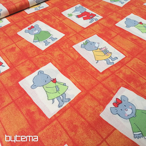 Tela infantil de algodón naranja - ratones