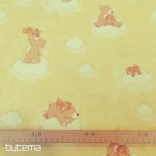 Tela decorativa Ositos en una nube - amarillo