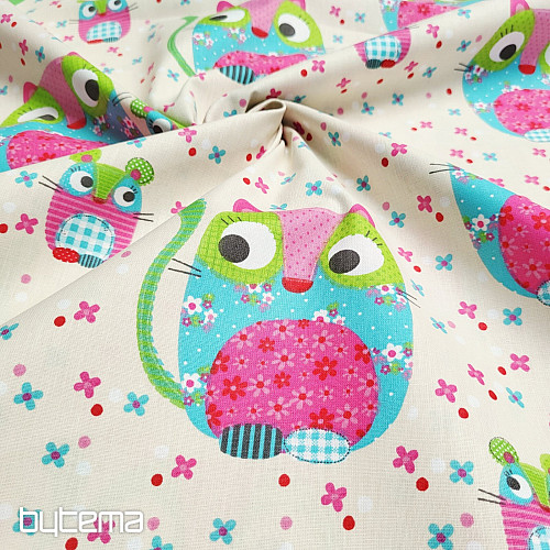 Tela de algodón infantil GATO Y RATÓN