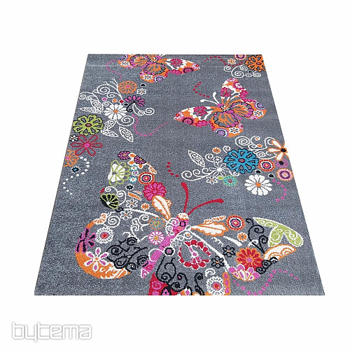 Alfombra infantil MONDO 114 mariposas - gris