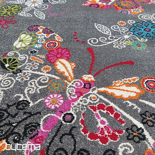 Alfombra infantil MONDO 114 mariposas - gris