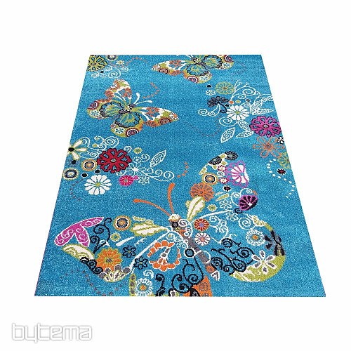 Alfombra infantil MONDO 114 mariposas - turquesa