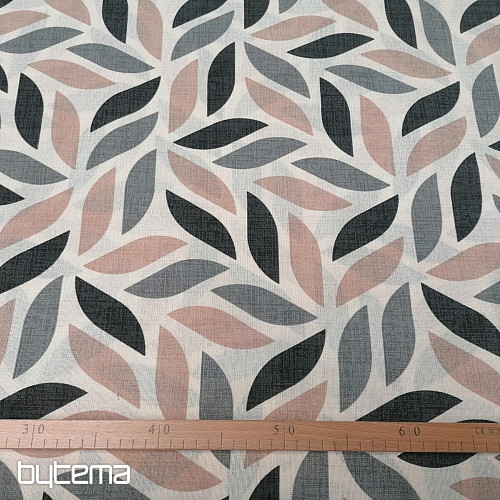 Tela decorativa Coord hojas gris