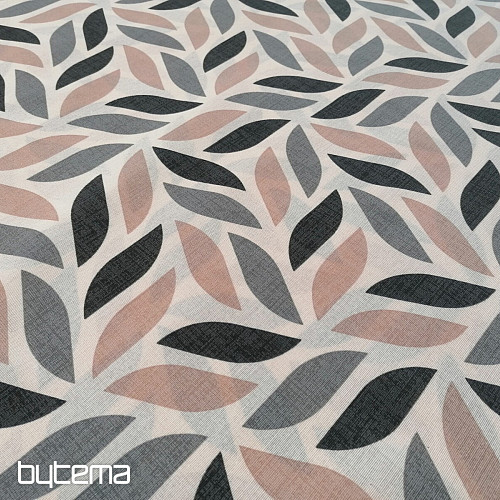 Tela decorativa Coord hojas gris