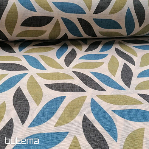 Tela decorativa Coord hojas verde-azul