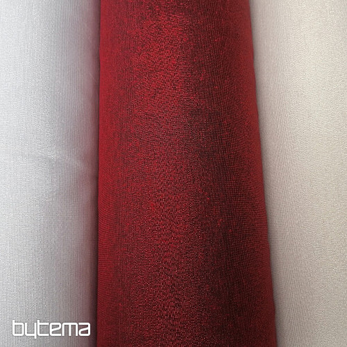 Tela decorativa navideña Papá Noel con lurex burdeos