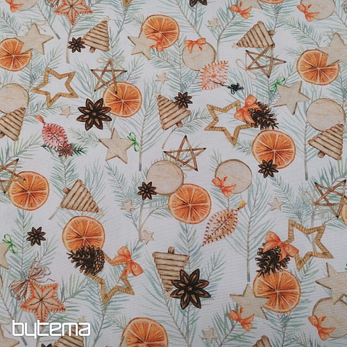 Tela decorativa navideña Naranjas secas