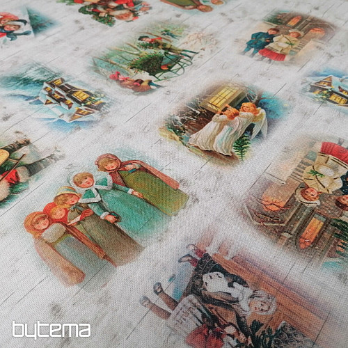 Tela decoración navideña NIÑOS EN INVIERNO
