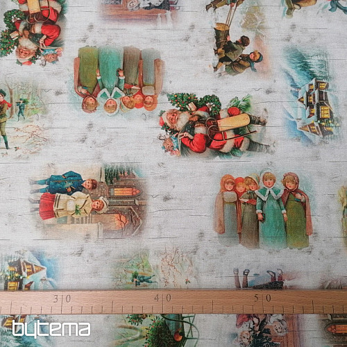 Tela decoración navideña NIÑOS EN INVIERNO