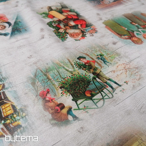 Tela decoración navideña NIÑOS EN INVIERNO