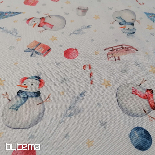Tela decorativa navideña MUÑECOS DE NIEVE