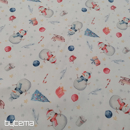 Tela decorativa navideña MUÑECOS DE NIEVE