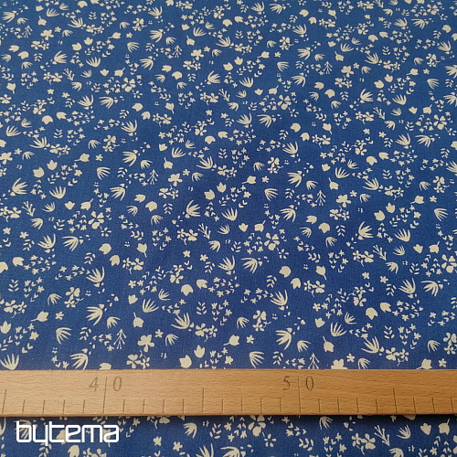 Tela algodón flores Gramina azul