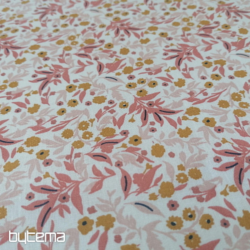 Tela de algodón Tisania flores coral