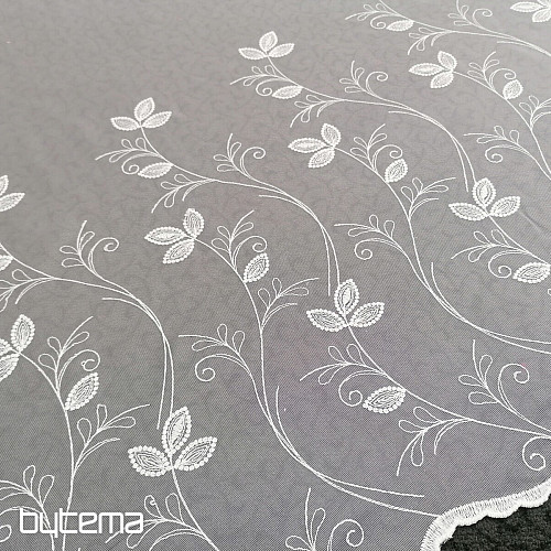 Cortina blanca bordada de lujo - flor 11775