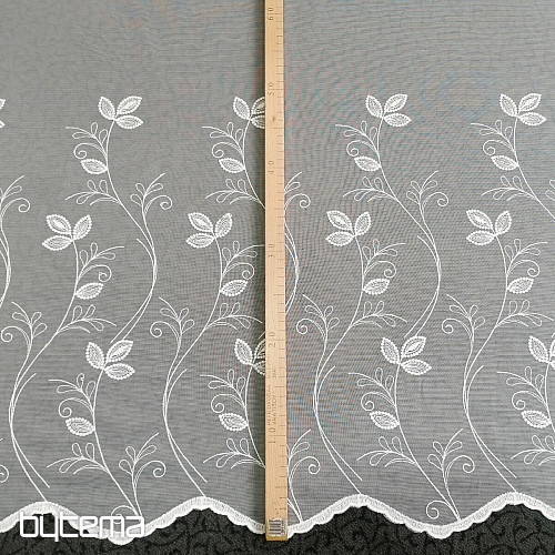 Cortina blanca bordada de lujo - flor 11775