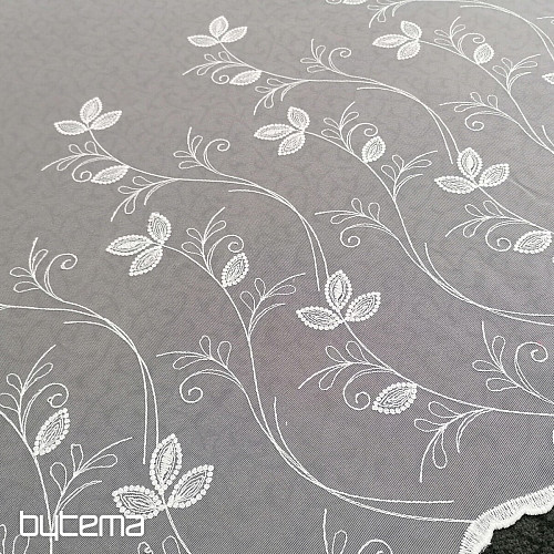 Cortina blanca bordada de lujo - flor 11775