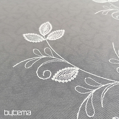 Cortina blanca bordada de lujo - flor 11775