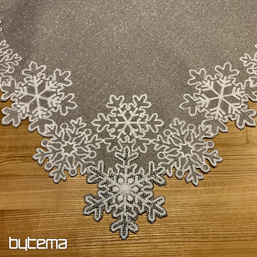 Mantel navideño bordado gris con copos