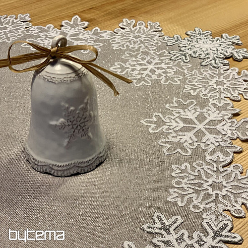 Mantel navideño bordado gris con copos