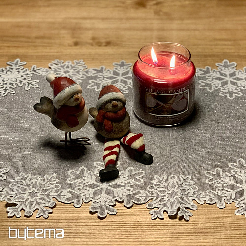 Mantel navideño bordado gris con copos