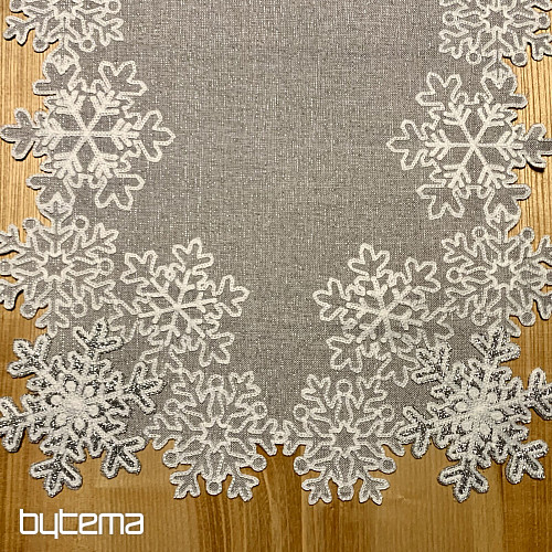 Mantel navideño bordado gris con copos