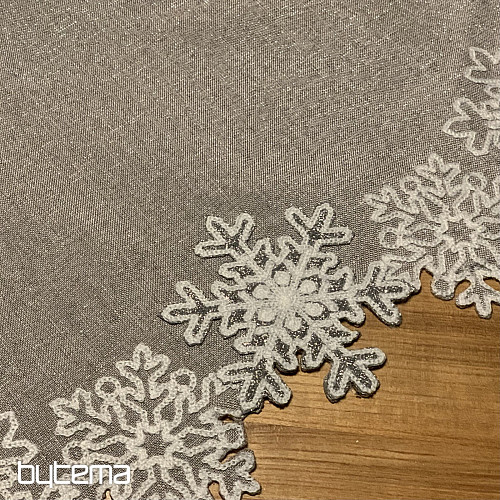 Mantel navideño bordado gris con copos