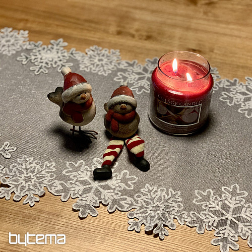 Mantel navideño bordado gris con copos