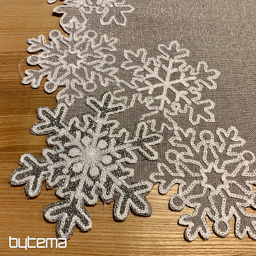 Mantel navideño bordado gris con copos