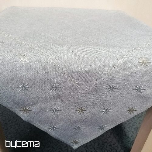 Mantel navideño bordado gris-beige con estrellas