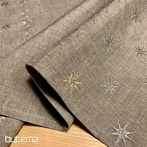 Mantel navideño bordado gris-beige con estrellas