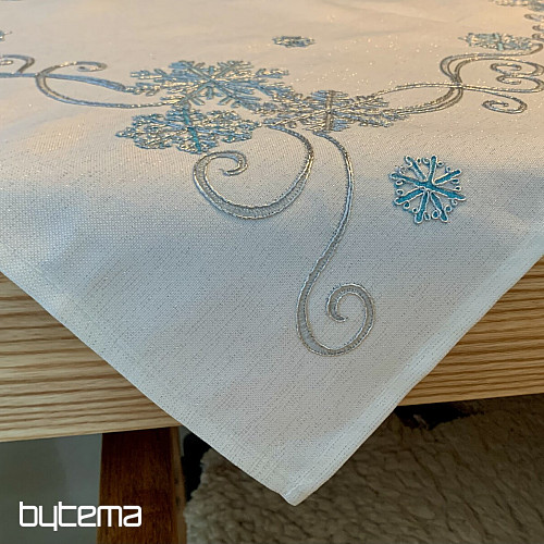 Mantel navideño bordado azul-plata