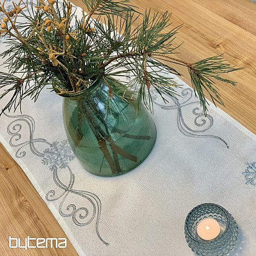 Mantel navideño bordado azul-plata