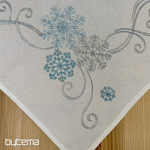 Mantel navideño bordado azul-plata