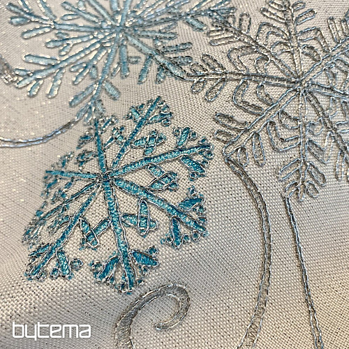Mantel navideño bordado azul-plata