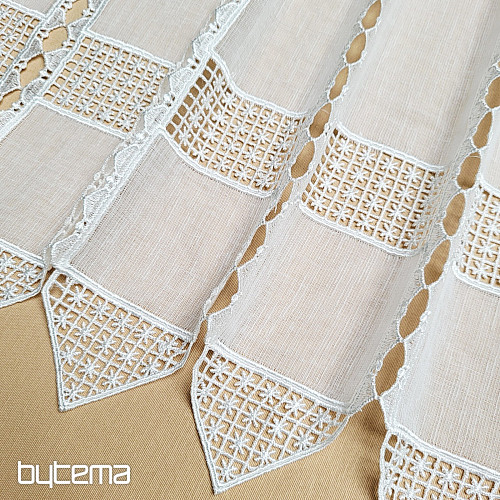 Lujosa cortina bordada GERSTER sobre vidriera 11756/030/0010 crema