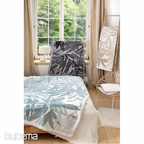 Manta algodon BAMBOO hojas gris 2218/90