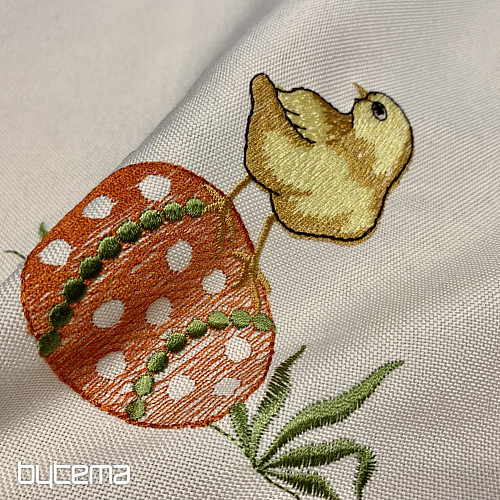 Manteles y bufandas bordados POLLO amarillo