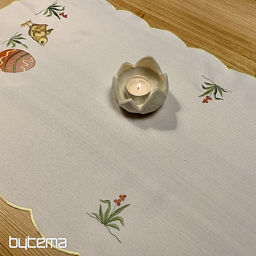 Manteles y bufandas bordados POLLO amarillo