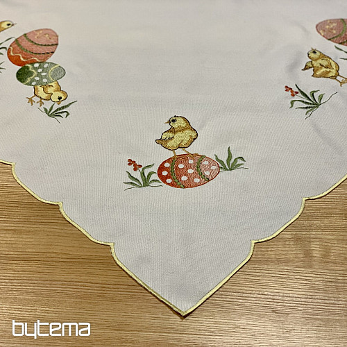Manteles y bufandas bordados POLLO amarillo