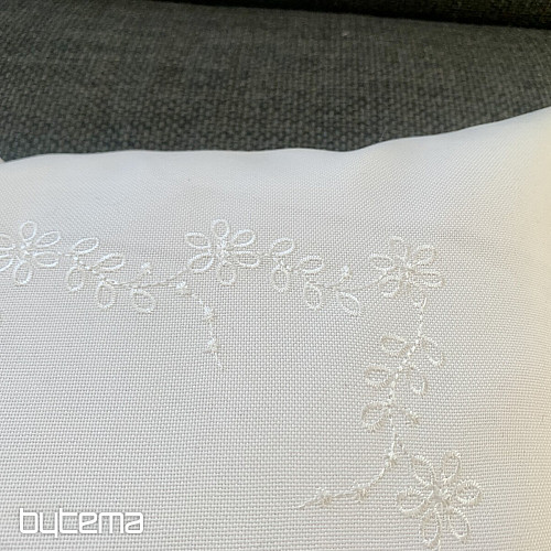 Funda bordada FLORES blanco 40x40