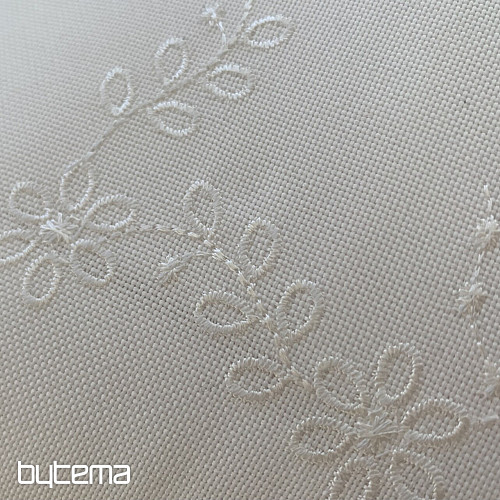 Funda bordada FLORES blanco 40x40