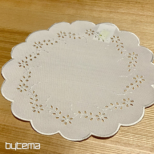 Mantel bordado y ovalado FLORES BORDADAS blanco