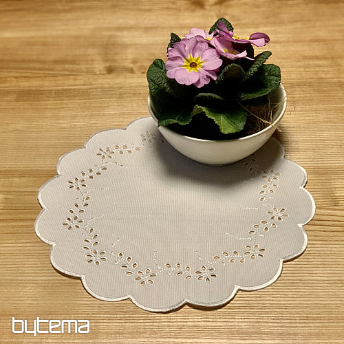 Mantel bordado y ovalado FLORES BORDADAS blanco