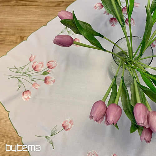 Mantel bordado y TULIPANES ovalados bordados