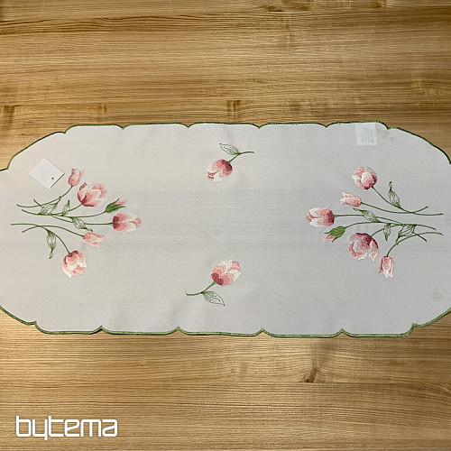 Mantel bordado y TULIPANES ovalados bordados