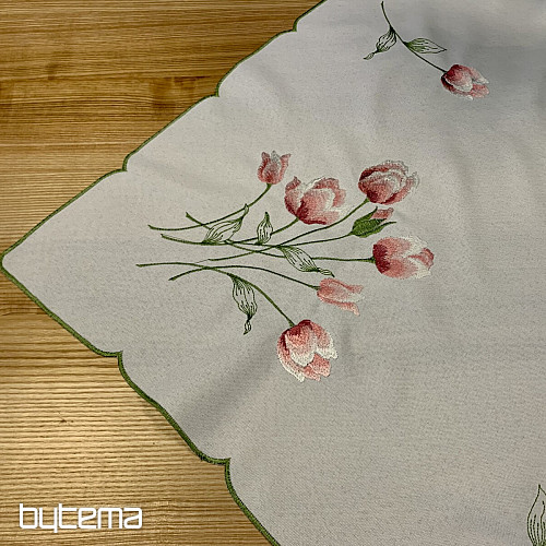 Mantel bordado y TULIPANES ovalados bordados