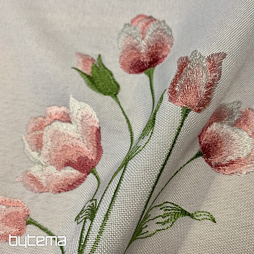 Mantel bordado y TULIPANES ovalados bordados