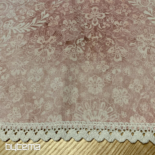 Mantel rosa viejo con puntilla 70x70